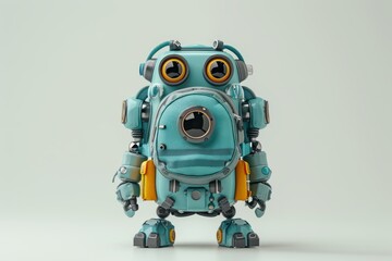 Backpack cartoon robot. Originally and interesting mechanical plaything. Generate AI