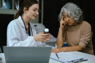 Stressed patient are treated by a psychologist or doctor in a psychiatric clinic. Patients reported symptoms of depression, stress, irritability, and life problems.