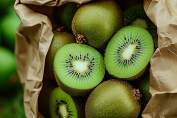 Wall Mural - Fresh kiwi bag. Healthy natural product. Generate Ai