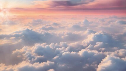 Wall Mural - flying in to sunrise above a layer of clouds