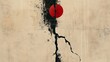japanese ink painting with red moon. 