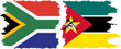Mozambique and South Africa grunge flags connection vector