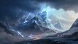 landscape with icemountain clouds and thunder