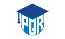 PQR Initial Letter Academic Logo Design Vector Template. School College Logo, University Logo, Graduation Cap Logo, Institute Logo, Educational Logo, Library Logo, Teaching Logo, Book Shop, Varsity