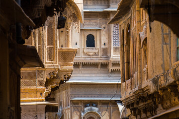 Canvas Print - architecture of traditional haveli house in jaisalmer, india