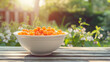 white cloudberry bowl on nature background