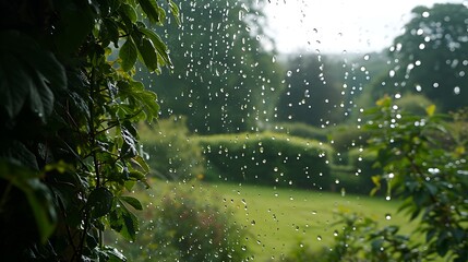 Wall Mural - Serene Moments: Raindrops Sliding Down the Window Glass, A Captivating Display of Nature




