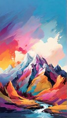 Wall Mural - sunset over the mountains