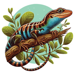 Wall Mural - Anole Lizard vector illustration on white background