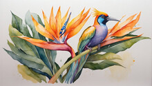 Watercolor Bird Of Paradise