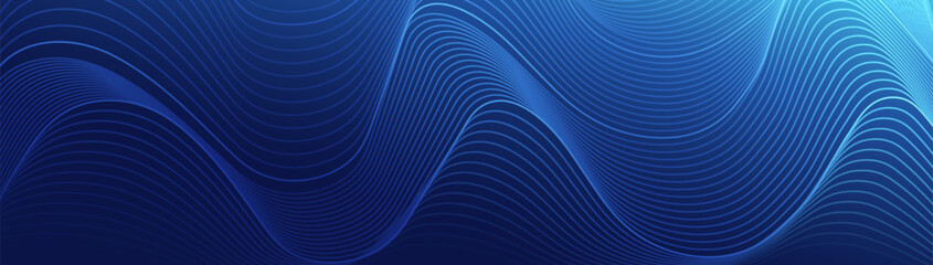 Fototapete - Abstract background with blue glowing wavy lines pattern. Modern minimal trendy shiny lines pattern. Vector illustration