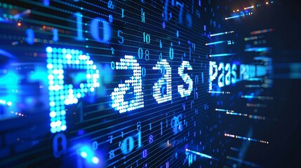 Digital blue matrix binary code forms the acronym PaaS , symbolizing the concept of Platform as a Service.

