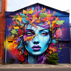 Wall Mural - Vibrant street art on a city wall. 