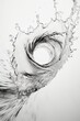 Single water vortex splash isolated on plain white background for optimal search relevance