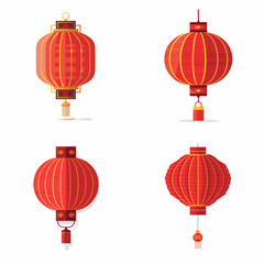 Wall Mural - Traditional Chinese lanterns lamp lampion set