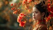 Portrait of young Asian woman in traditional chinese clothing for new years
