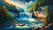 Oil Painting Landscape of Cumberland Falls in Kentucky