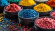© Nataliya - Polymeric dye. Plastic pellets. Colorant for plastics. Pigment in the granules.