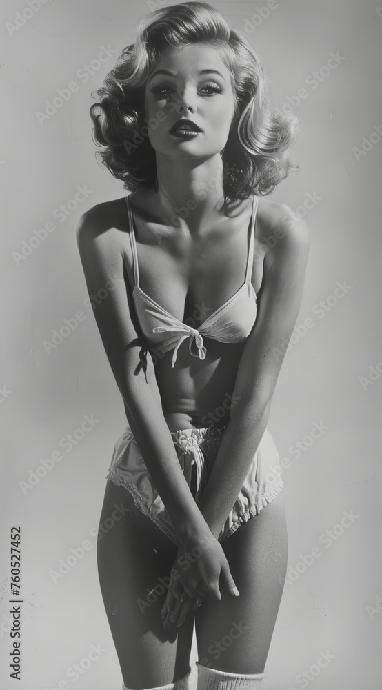 Стоковое фото «1950s Style Pin up girl, blonde bombshell, fair skin ...
