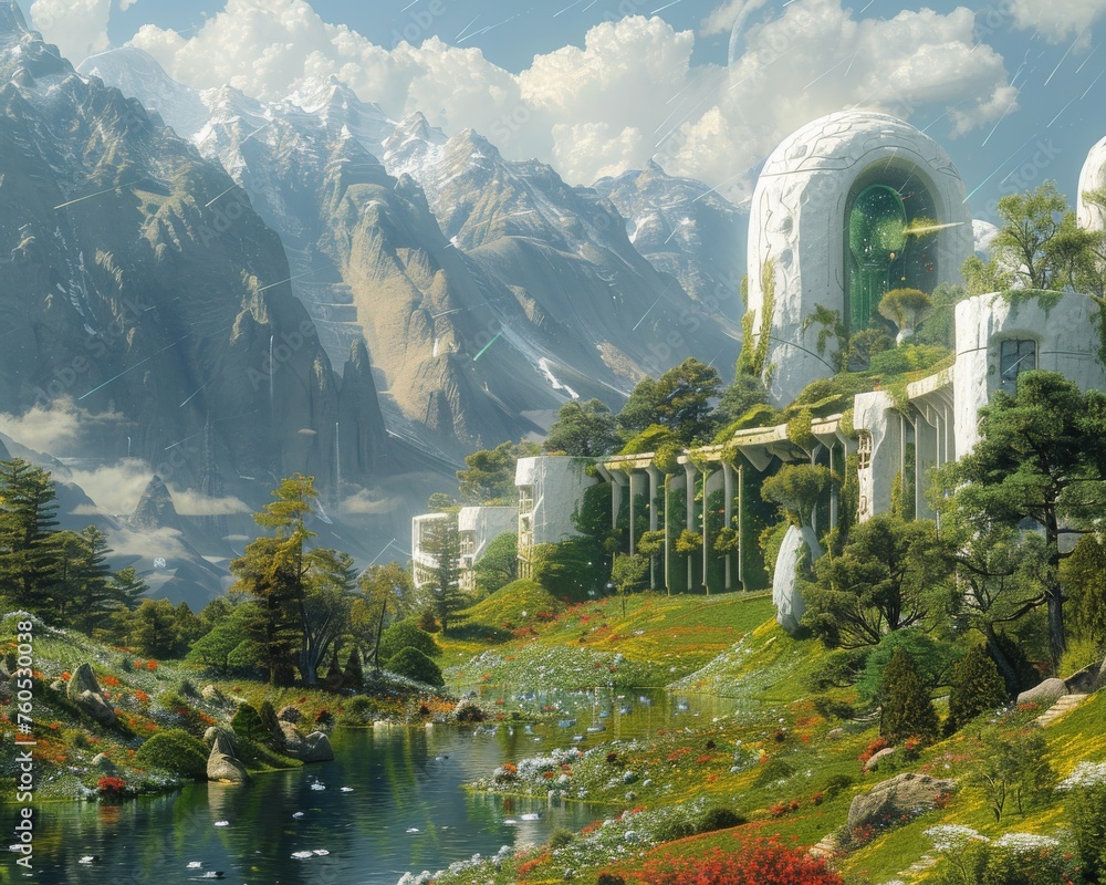 Earth Renaissance Style Renaissance-inspired designs for terraforming habitats, blending beauty ...