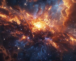 Supernova explosion as a backdrop for a Rococo space opera, featuring alien invasion