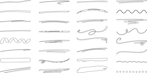 Wall Mural - Underline vector set, diverse styles of underlines, editable strokes. Perfect for web design, graphic art, emphasizing text, keywords. Attract attention with these black underlines set