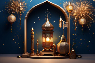 Detailed image of ramadan kareem eid mubarak royal element