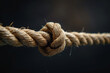 close-up of a old rope isolated dark background