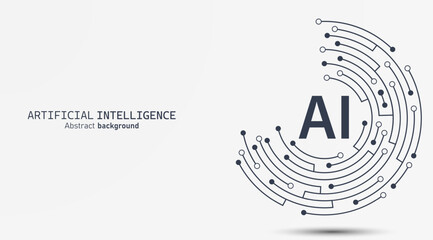 Leinwandbilder - Artificial intelligence abstract background futuristic Hitech style, Technology concept design, Machine learning and generate by chip, Vector illustration for banner and web template.