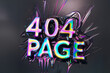404 error, page not found concept, inflated 3D lettering typography in bright colors on dark background