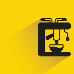 Sticker - coffee machine with shadow on yellow background