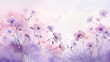 Purple watercolor background with small flowers on the bottom edge.