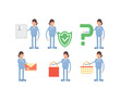 © bigpa - woman nurse characters in various poses icons set vector illustration