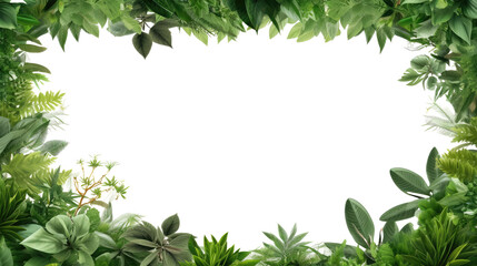 Wall Mural - tropical leaves foliage plant bush floral border isolated on clear png background and transparent ba