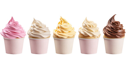 Ice cream on white isolated on clear png background and transparent background. food drink and dessert concept for cafe and restaurent, AI generative.	
