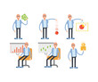 © bigpa - bald man characters set in various poses vector illustration