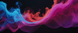 Abstract photograph of a singular intricately flowing colored smoke stream as background. In the style of futuristic computer screen backgrounds. Generative AI