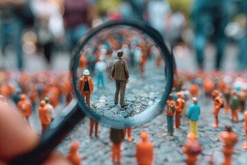 Close up of a person holding a magnifying glass, ideal for scientific or detective themed designs