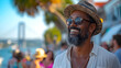 Man on vacation at a coastal resort - casual - smiling and confident - African-American - vacation - holiday - escape - getaway 