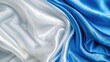 © buraratn - Abstract blue white luxury fabric wave background with copy space. Smooth liquid wave. Elegant shiny silk satin texture. Suit for wallpaper, cover, header, desktop, web, flyer.