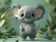 A koala-themed 3D monster cuddly with large ears and a serene expression