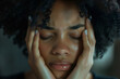 portrait of a woman suffering from headache