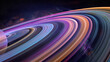 color space ring with planet abstract motion blur background
