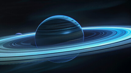 Wall Mural - Uranus planet with spiral on black 
