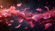 Flower pink petals swirled in the wind with a transparent background. Modern realistic illustration of spiral air vortex with bloom petals flying and magic dust splashed in it.