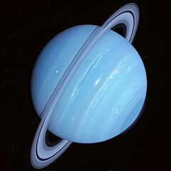 Wall Mural - Uranus planet with rings on black