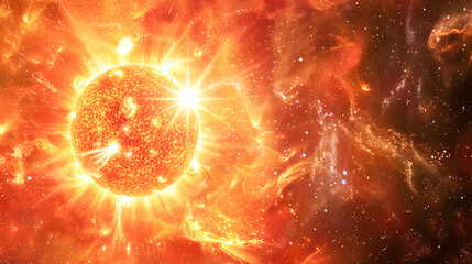 Wall Mural - the explosion, background with space, sun illustration