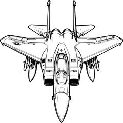 Wall Mural - Outline illustration Fighter Plane