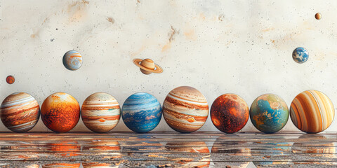 Wall Mural - planet cosmos on white table 