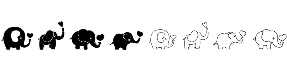 Wall Mural - Baby elephant icon vector set. circus illustration sign collection. Love symbol.